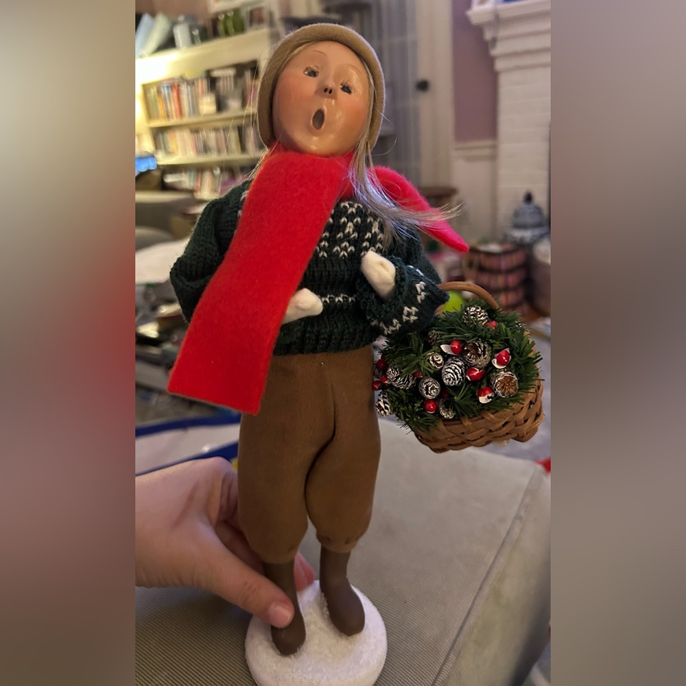 Byers Caroler in Red Scarf and Festive Basket
